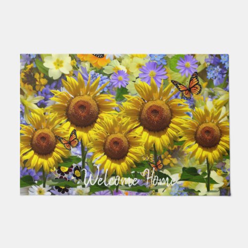 Sunflower Butterfly Door Mat