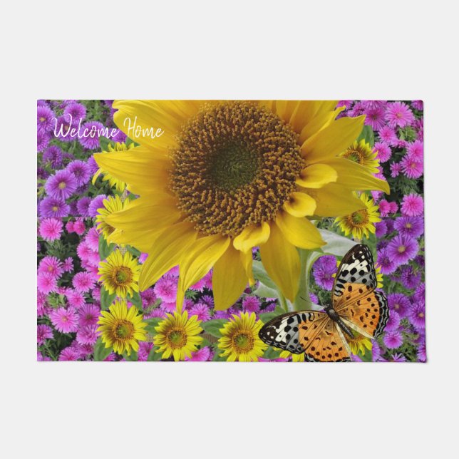Sunflower Butterfly Door Mat (Front)