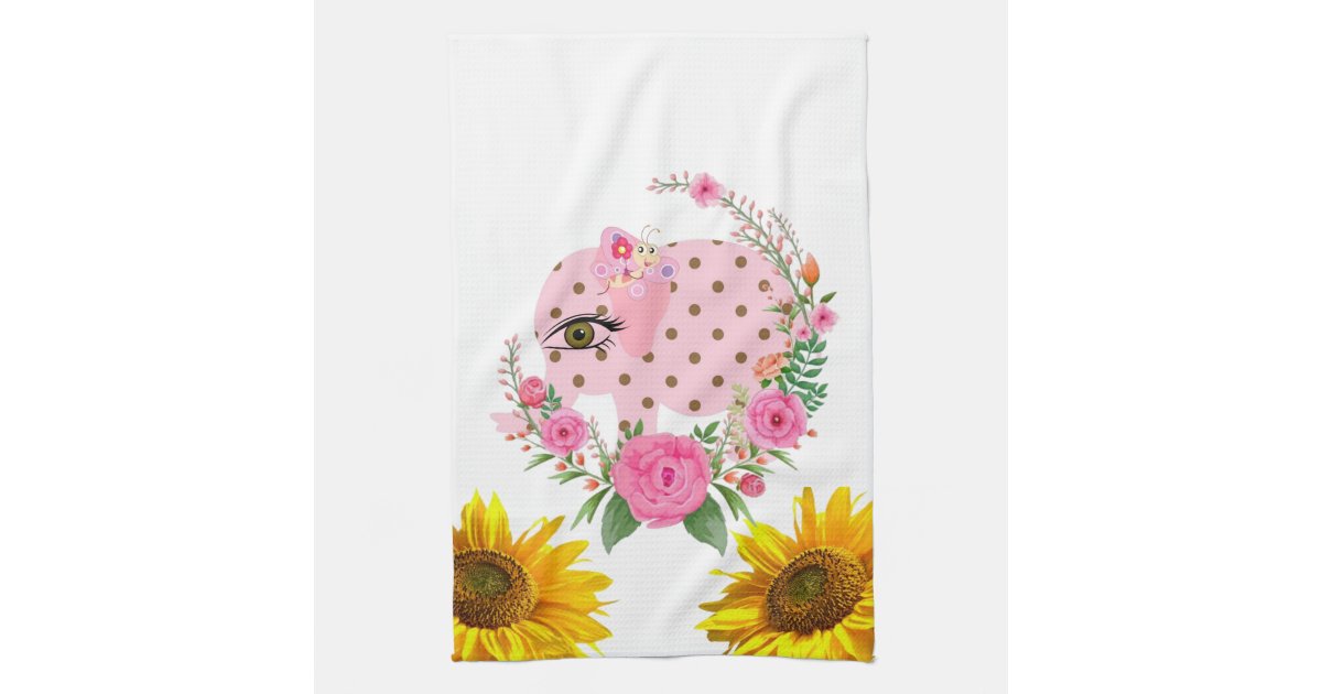 Autumn Sunflower and Bumble Bee Kitchen Towel