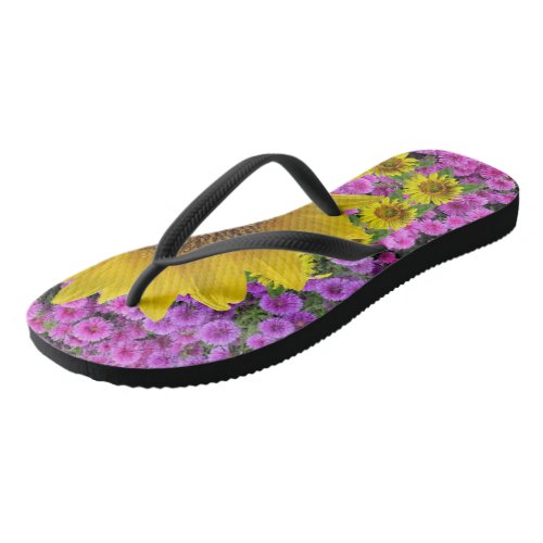 Sunflower Butterfly Flip Flops