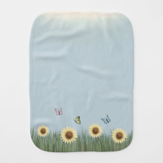 Sunflower Butterfly Floral Baby Burp Cloth