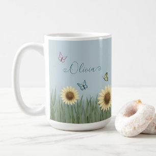 Sunflower Butterfly Floral Coffee Mug