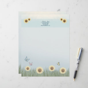 Sunflower Butterfly Floral Letterhead