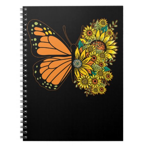 Sunflower Butterfly Floral Women Girls Butterflies Notebook