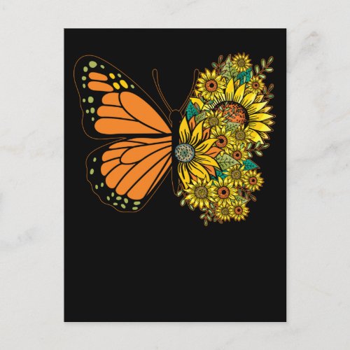 Sunflower Butterfly Floral Women Girls Butterflies Postcard