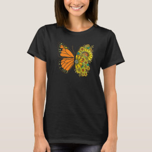 Sunflower Butterfly Floral Women Girls Butterflies T-Shirt