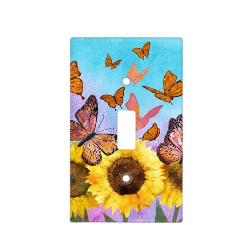 Sunflower Butterfly Flower Garden Floral Design Light Switch Cover