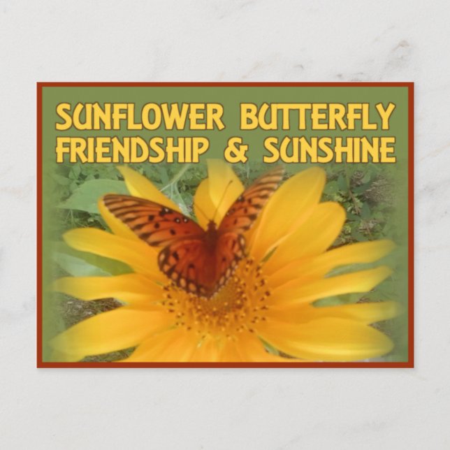 Sunflower Butterfly Friendship & Sunshine Postcard (Front)