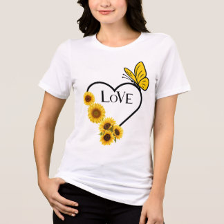 Sunflower Butterfly Heart Love Aesthetic Women's T Tri-Blend Shirt