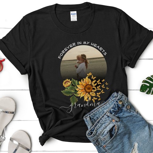 Sunflower Butterfly Memorial Watercolor Family T_Shirt