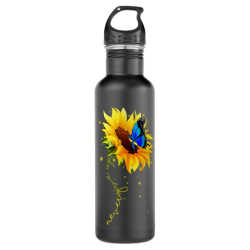 Sunflower Butterfly Never Give Up Down Syndrome  Stainless Steel Water Bottle