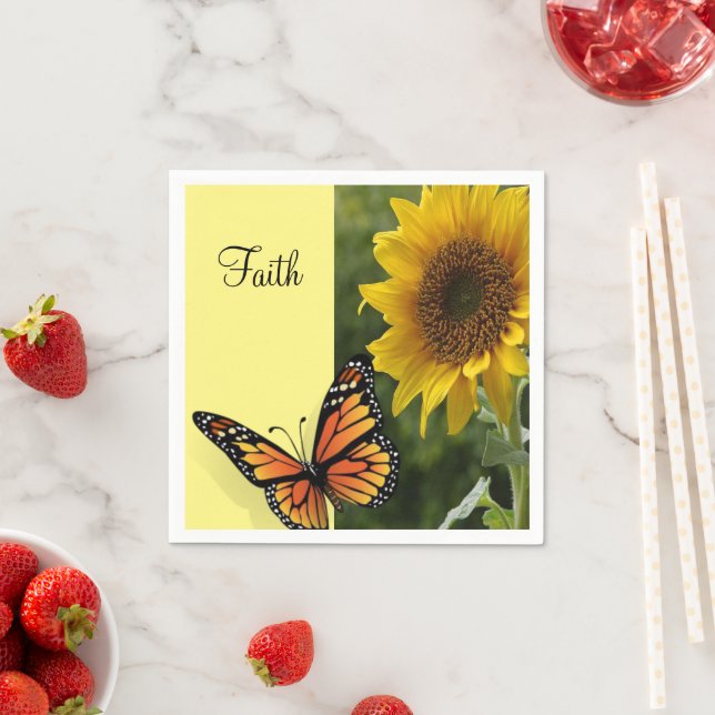 Sunflower Butterfly Paper Napkins (Insitu)