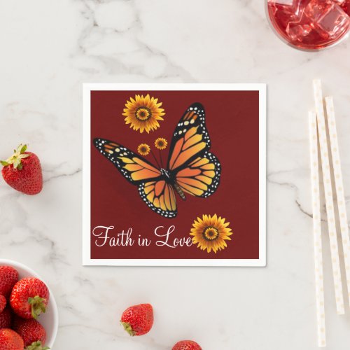 Sunflower Butterfly Paper Napkins