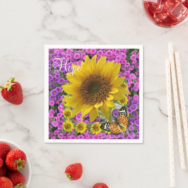 Sunflower Butterfly Paper Napkins (Insitu)