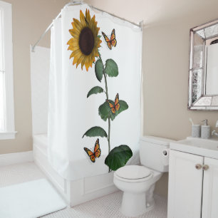 Sunflower Butterfly Shower Curtain