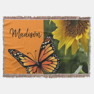 Sunflower Butterfly Throw Blanket