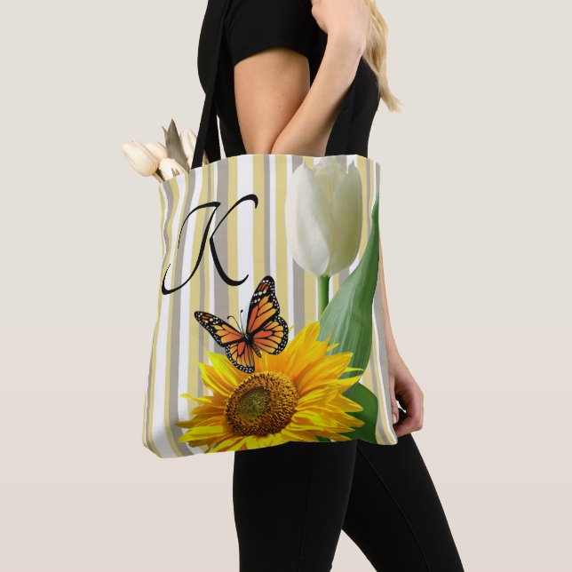 Sunflower Butterfly Tulip Tote (Close Up)