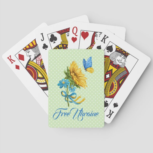 Sunflower & Butterfly Ukraine Support  Poker Cards (Back)
