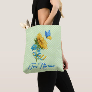 Sunflower & Butterfly Ukraine Support Tote Bag