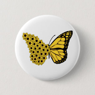 sunflower butterfly vintage women monarch button