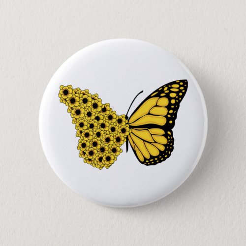 sunflower butterfly vintage women monarch button