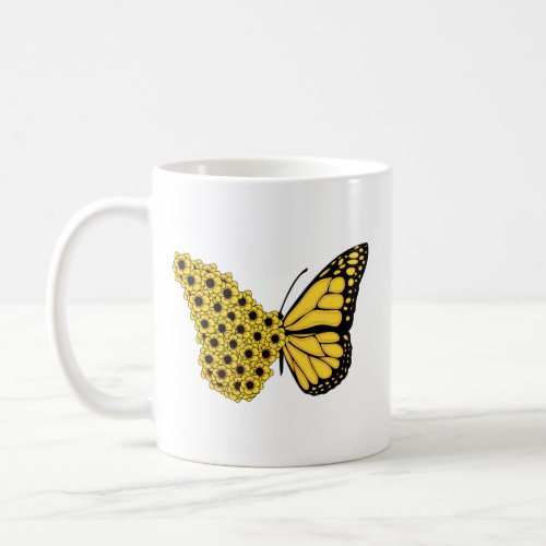 sunflower butterfly vintage women monarch coffee mug