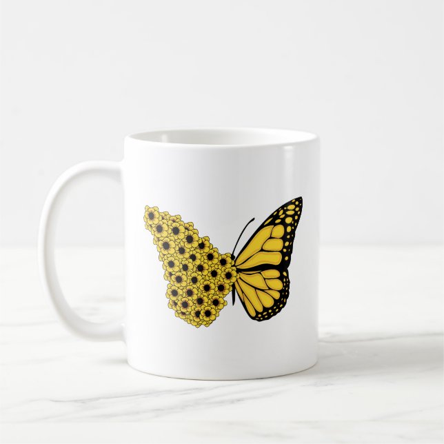 sunflower butterfly vintage women monarch coffee mug (Left)