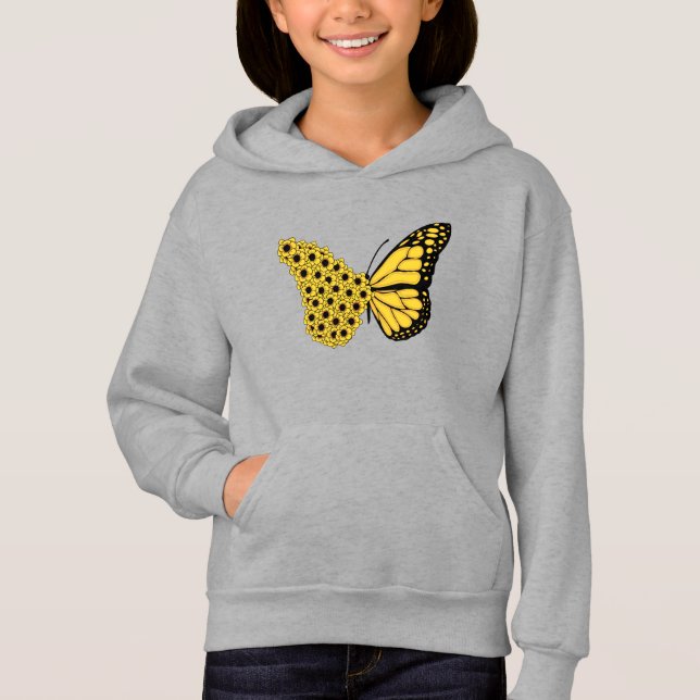 sunflower butterfly vintage women monarch hoodie (Front)