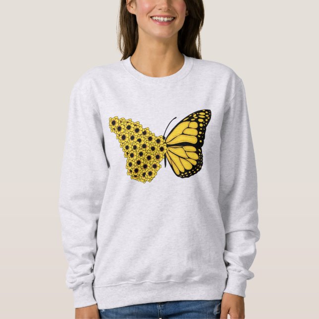 sunflower butterfly vintage women monarch sweatshirt (Front)