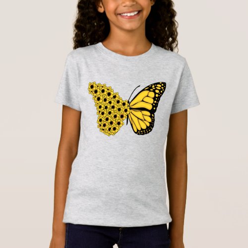 sunflower butterfly vintage women monarch T_Shirt