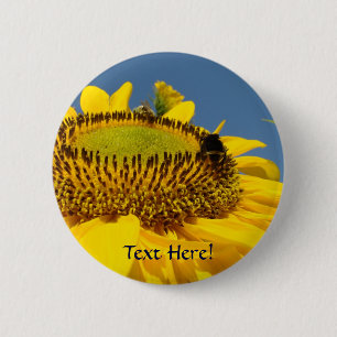 Sunflower button Bumblebee Yellow Sun Flower art
