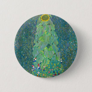 Sunflower by Klimt, Vintage Flowers Art Nouveau Button