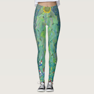 Sunflower by Klimt, Vintage Flowers Art Nouveau Leggings