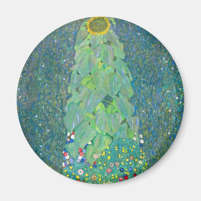Sunflower by Klimt, Vintage Flowers Art Nouveau Magnet (Front)