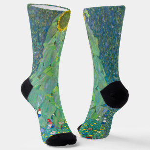 Sunflower by Klimt, Vintage Flowers Art Nouveau Socks