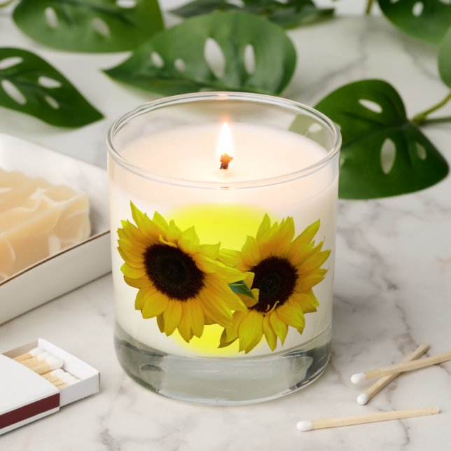Sunflower Candles Personalized Sunflower Gifts (Lit)
