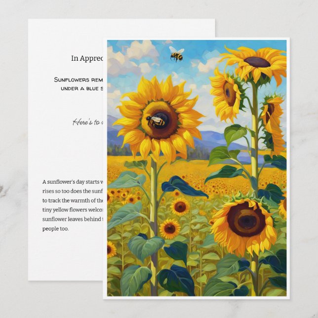 Sunflower Card A Cheery Note (Front/Back)