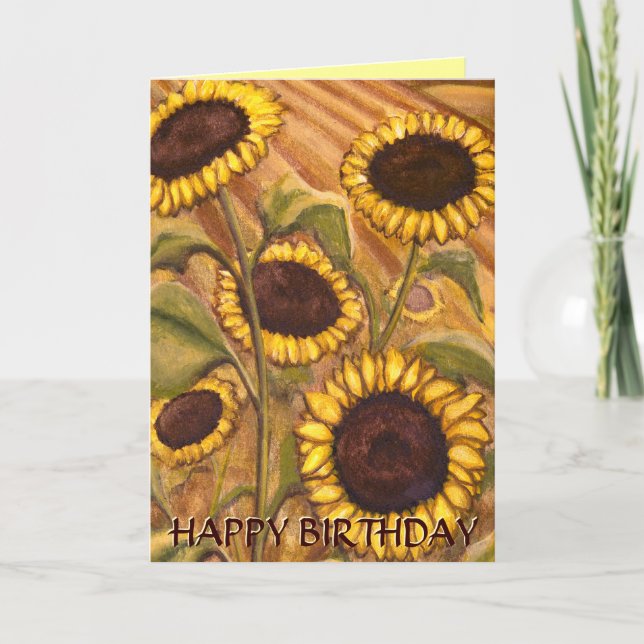 Sunflower Card Happy Birthday Custom Greeting Card (Front)