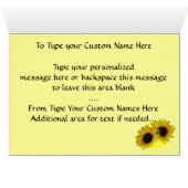 Sunflower Card Yellow Flower Card Personalized (Inside Horizontal (Bottom))