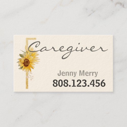 Sunflower Care Caregiver Business Cards Template