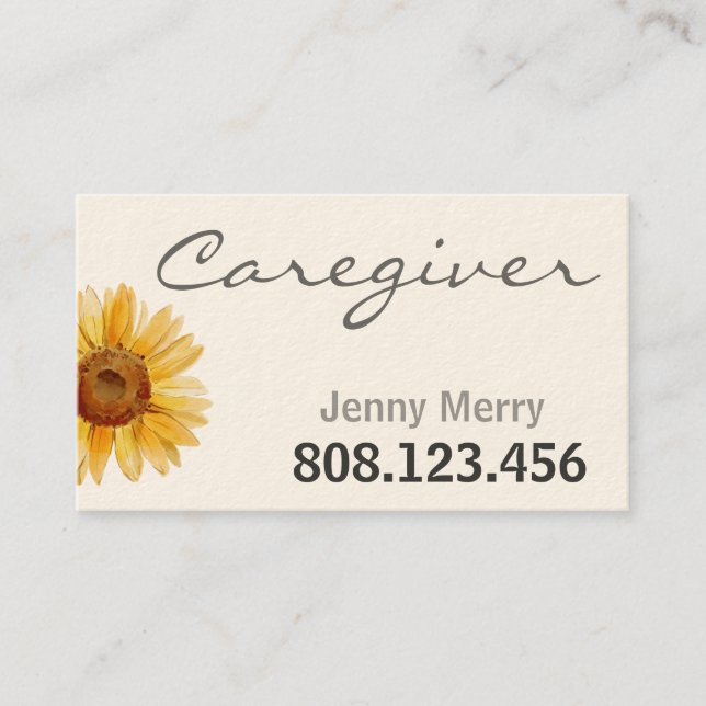 Sunflower Care: Caregiver Business Cards Template (Front)
