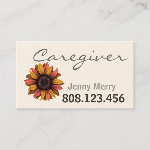 Sunflower Care Caregiver Business Cards Template