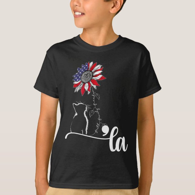 Sunflower Cat Comma La Kamala Harris For President T-Shirt (Front)