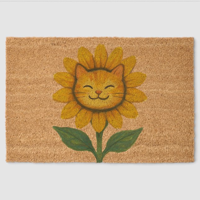 Sunflower Cat                                      Fiber Doormat (Front)