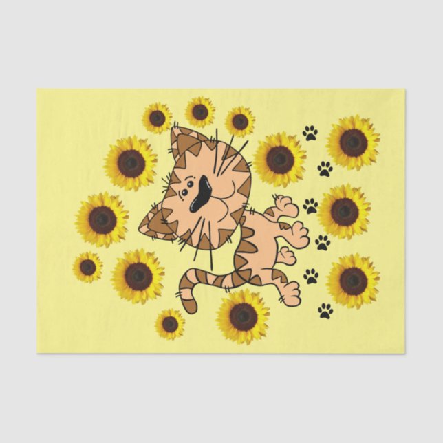 Sunflower Cat Kitten Tissue Paper (Front)