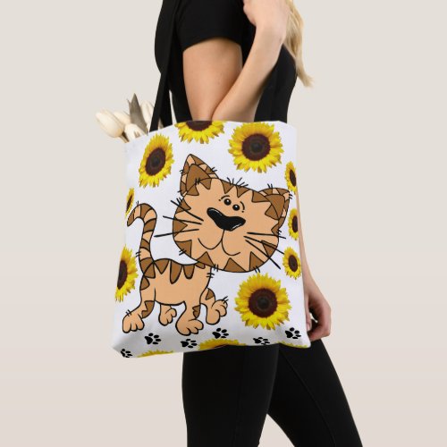 Sunflower Cat Kitten Tote