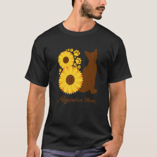 Sunflower Cat Mom Mother  Abyssinian Cat T-Shirt