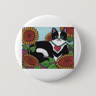 Sunflower Cat Pinback Button