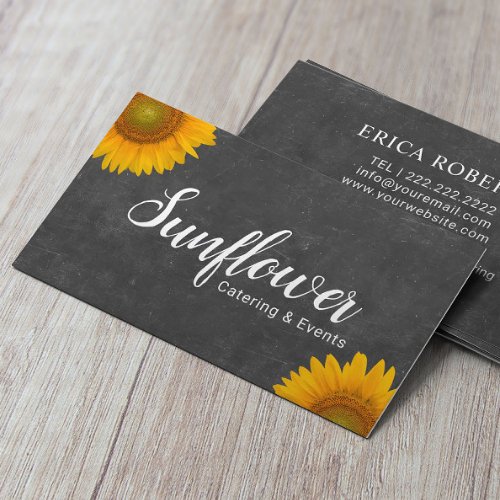 Sunflower Catering  Events Vintage Chalkboard Business Card