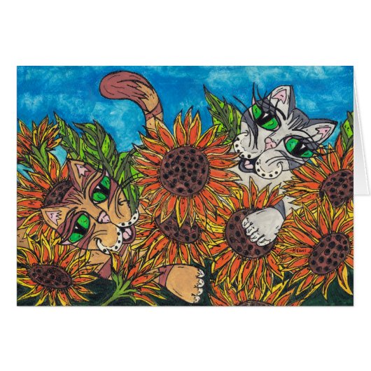 Sunflower Cats Cards (Front Horizontal)